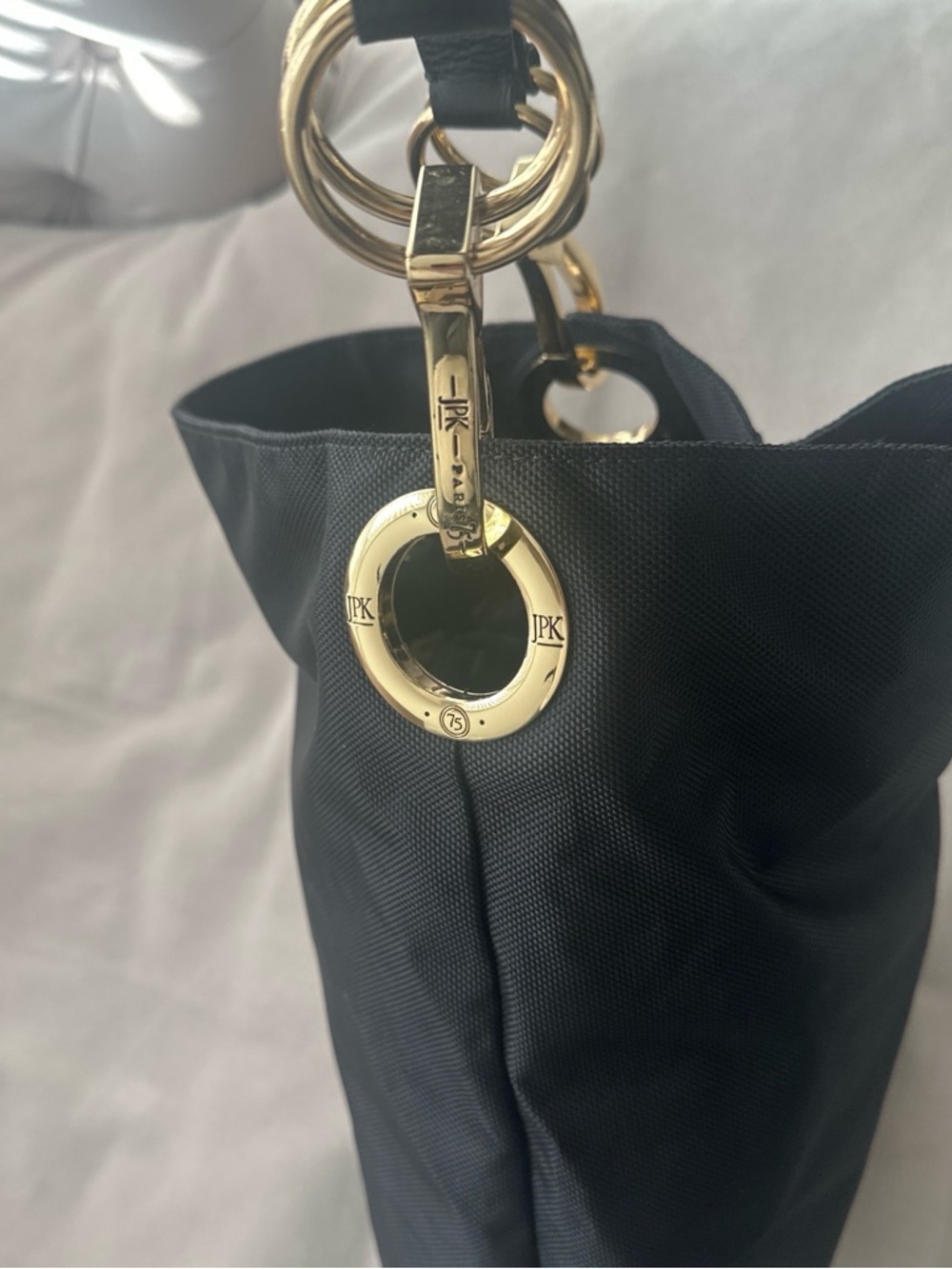 JPK Paris 75 Black Nylon Shoulder Bag Gold Hardware - Picture 4 of 6
